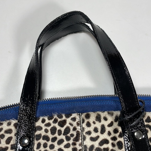 Roberta Gandolfi padded fur leather laptop bag w/ dog tag 13.75” x 11.25” x 1.5” - Picture 5 of 9